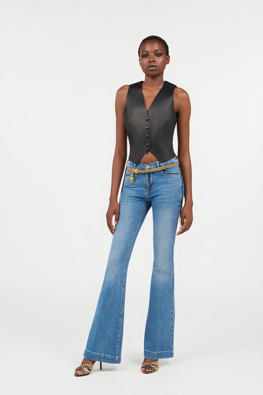 RC Blue Flared Jeans with Monogram RC LIGHT BLUE QOJ205-DLO06