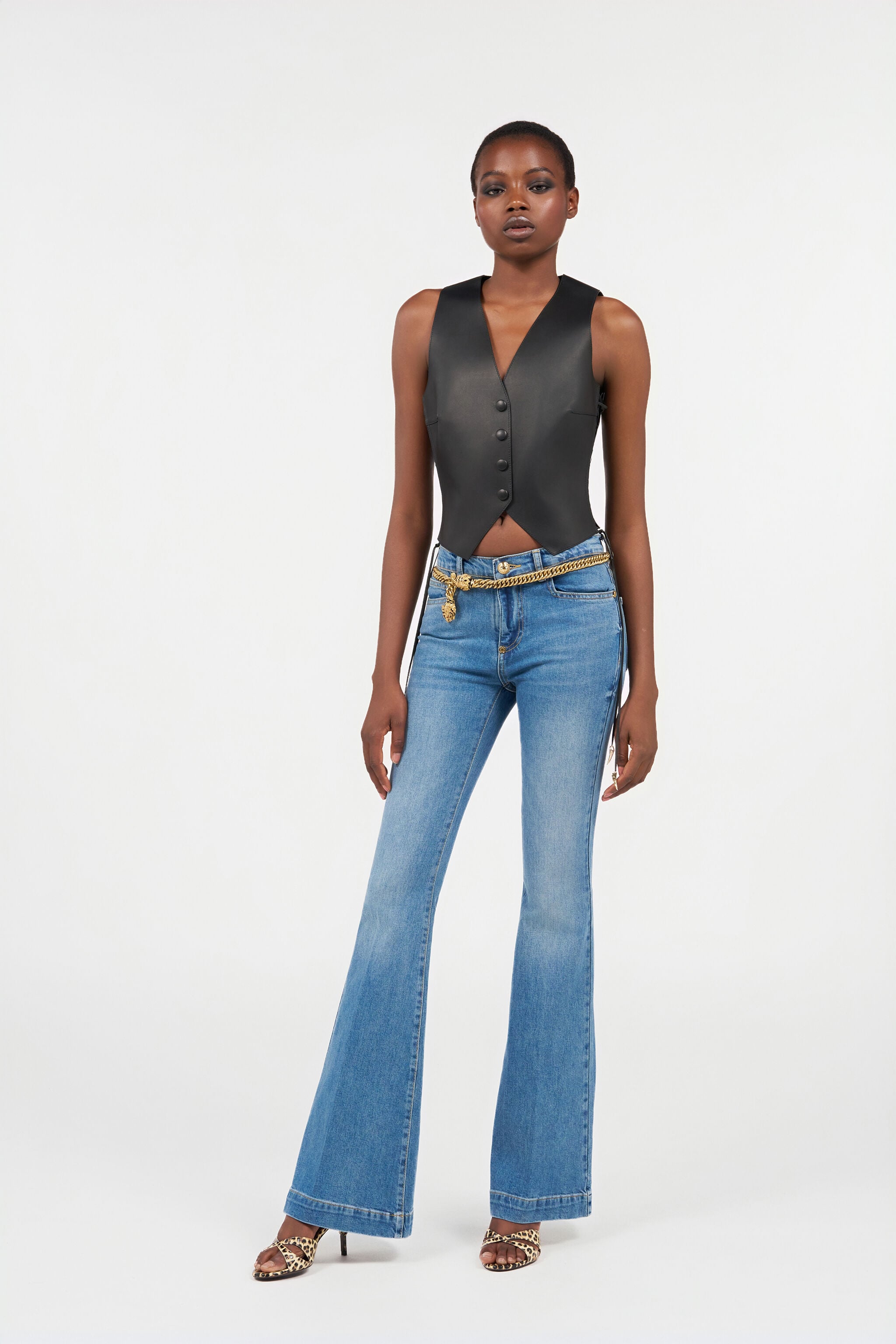 RC Blue Flared Jeans with Monogram RC LIGHT BLUE QOJ205-DLO06