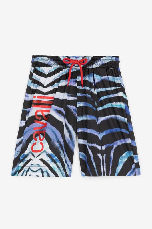 JU Zebra-Print Logo Swim Shorts JU Zebra-Print Logo Swim Shorts Blue OJH011-3F000
