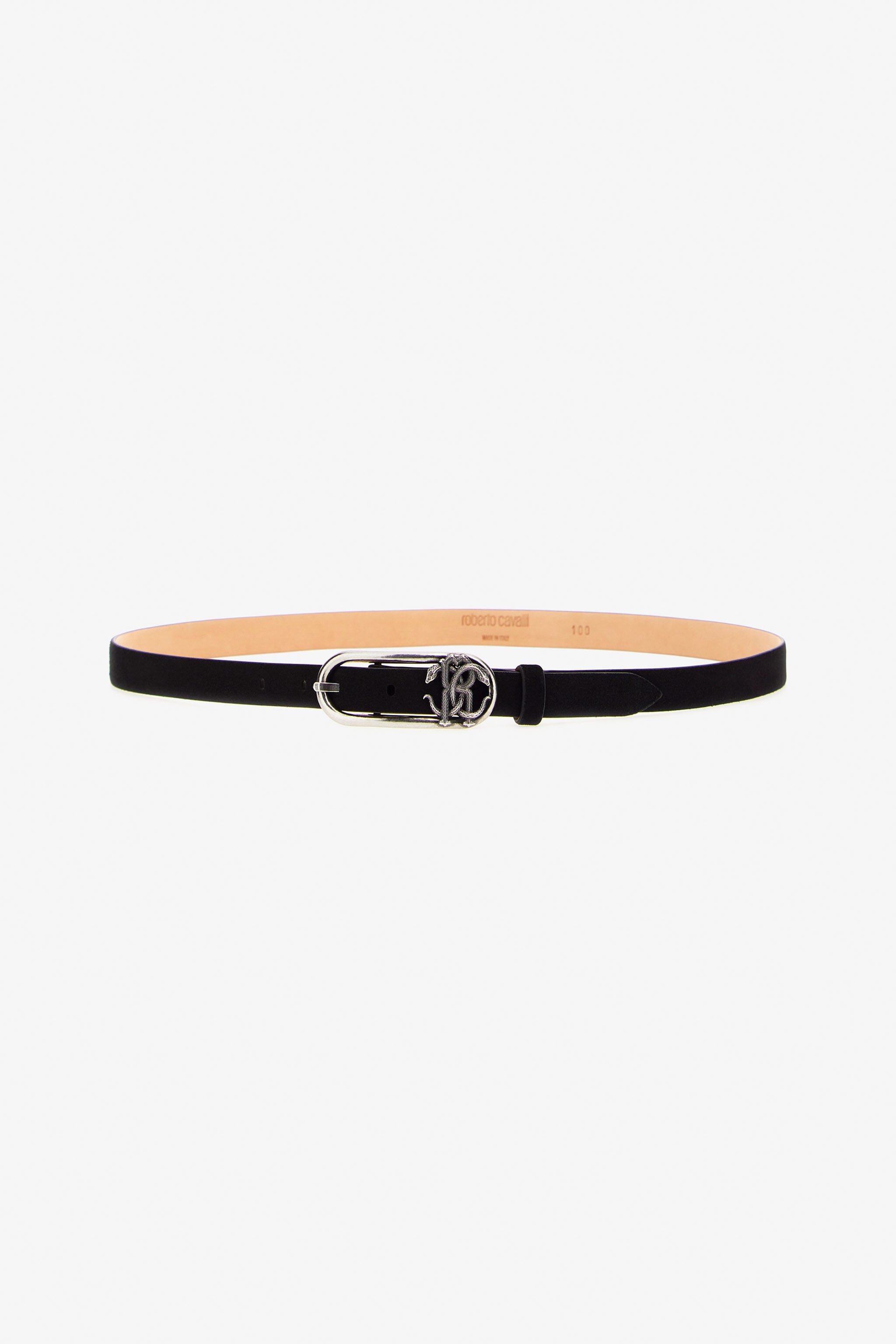 RC Cintura Nera In Pelle Scamosciata Con Fibbia Monogram RC RC Cintura Nera In Pelle Scamosciata Con Fibbia Monogram RC Nero SRC002-PZ563