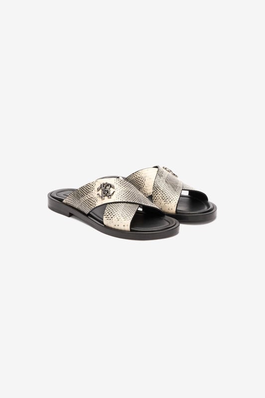 RC Slides With Cobra Print And Mirror Snake Monogram RC Slides With Cobra Print And Mirror Snake Monogram Black/White URS021-PZU07
