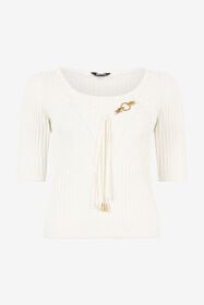 JC Three-Quarter-Sleeve Crop Top White UFM017-UF162