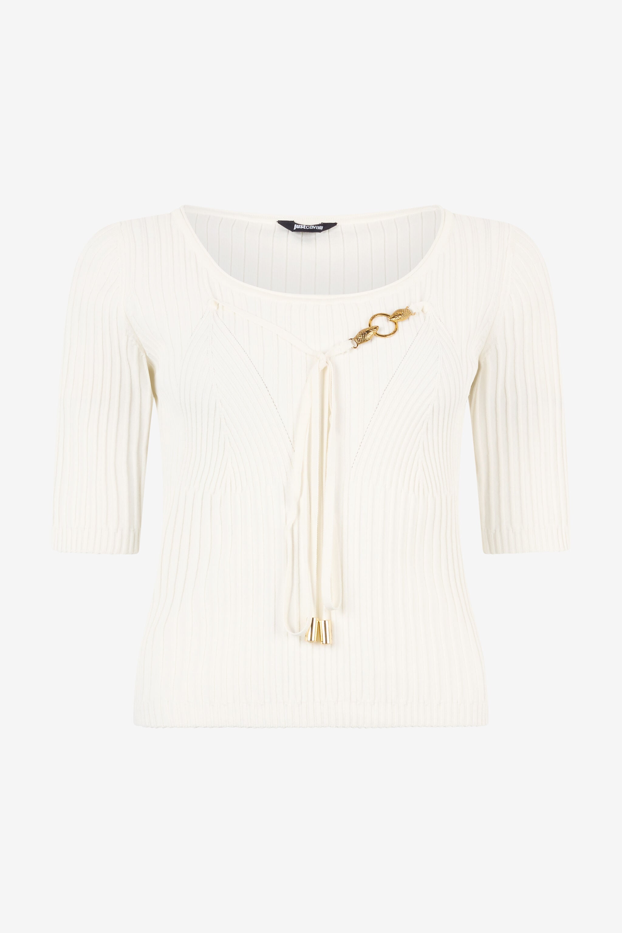 JC Three-Quarter-Sleeve Crop Top JC Three-Quarter-Sleeve Crop Top White UFM017-UF162