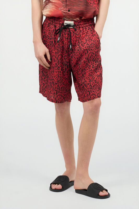 JC Shorts With Jaguar Skin Print JC Shorts With Jaguar Skin Print Red UFT013-UF033