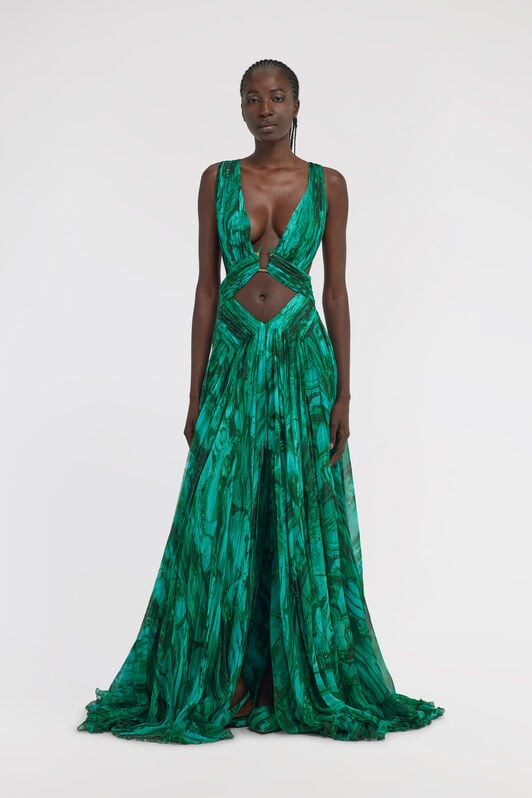 RC Malachite Print Profumo Dress RC Malachite Print Profumo Dress Green TKT137-CKN06