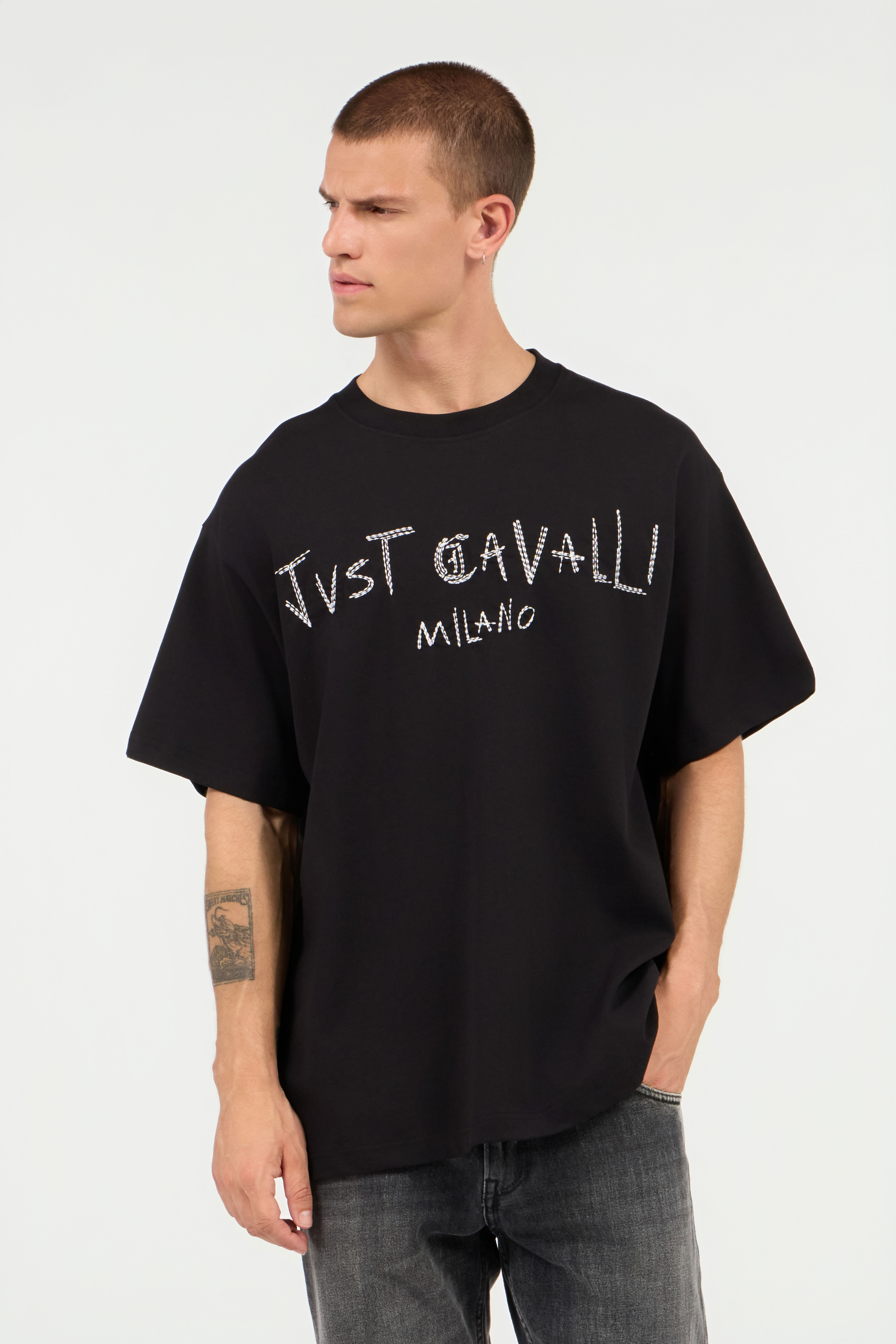 JC Black Short Sleeve Shirt With Logo Patch JC Black Short Sleeve Shirt With Logo Patch BLACK UFT059-UF079