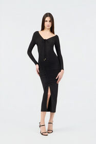 RC Black Ruched Midi Dress BLACK SOT10D-VI007