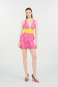 RC Two-Tone Draped Dress PINK WQT118-LL006