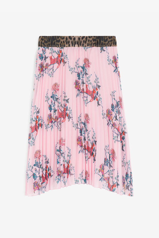 JU Floral-Print Pleated Skirt Pink RJT306-7GG85