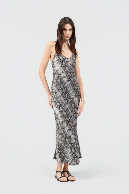 RC Python Print Silk Midi Slip Dress RC Python Print Silk Midi Slip Dress PYTHON DARK GREY SOT10F-SE005