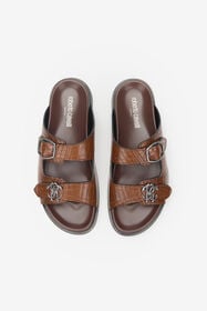 RC Sandalia de piel con hebilla CHOCOLATE WNS004-PZ119