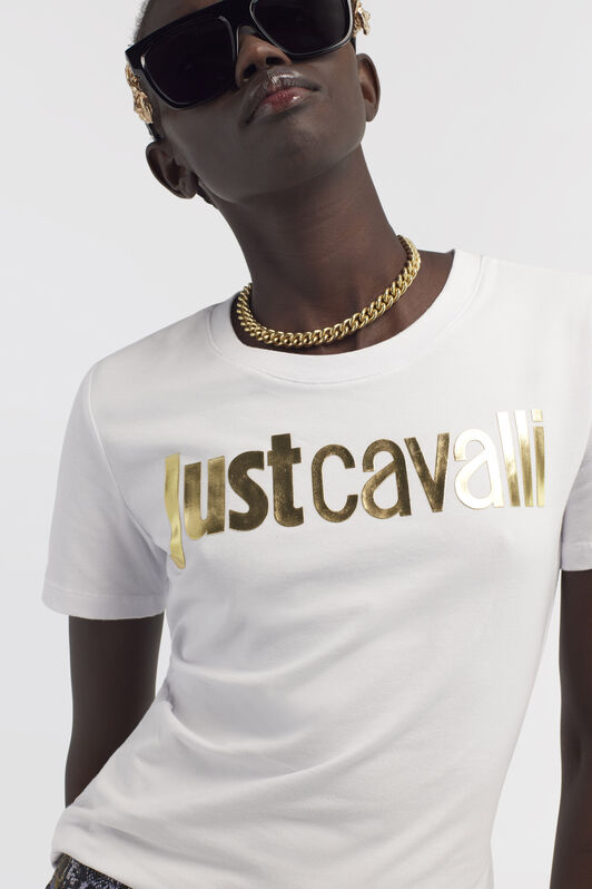 JC Just Cavalli Logo T-Shirt JC Just Cavalli Logo T-Shirt Weiß RKT867-RK373