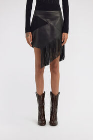 RC Leather skirt with fringes Black TKP300-PN001