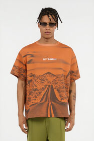 JC Long Way Print T-Shirt APRICOT ORANGE VFT049-VF093