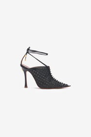 RC Black Woven Lace-Up Sabot Black UWS008-PZE16