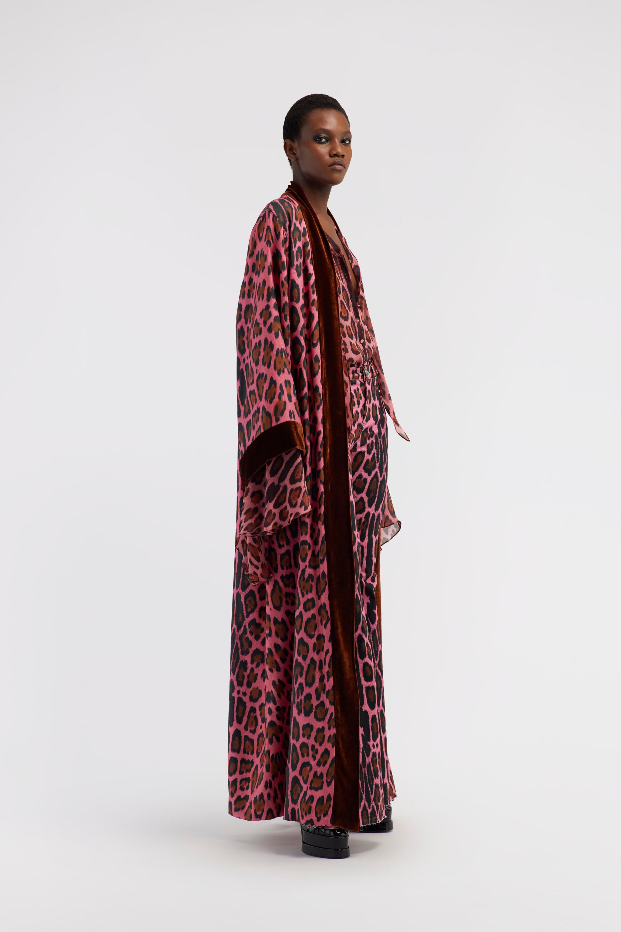 RC Cappotto con cintura stampa Leopard RC Cappotto con cintura stampa Leopard Fucsia RWT504-4QI13