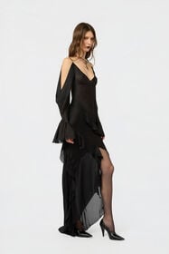 RC Abito Sottoveste In Chiffon Di Seta BLACK XWT129-CC001