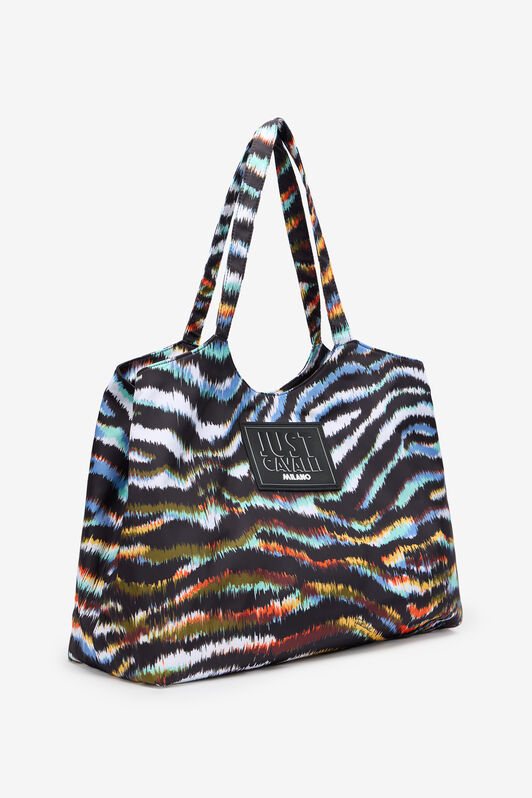JC Borsa mare con stampa Zebra e patch logo JC Borsa mare con stampa Zebra e patch logo Bleu clair/Noir SFB176-SF671