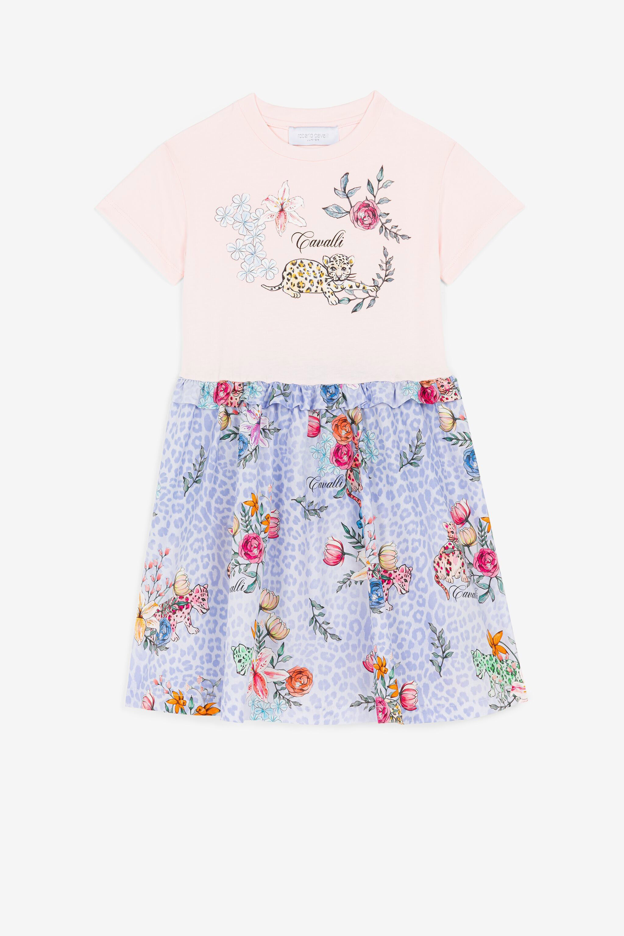 JU Jaguar And Flower-Print Silk Dress JU Jaguar And Flower-Print Silk Dress Pink QJT101-JVF61