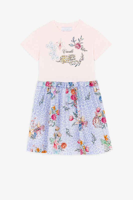 JU Jaguar And Flower-Print Silk Dress JU Jaguar And Flower-Print Silk Dress Pink QJT101-JVF61