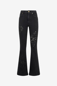 RC Vaqueros Acampanados Negros Con Bordado Floral BLACK SOJ20J-DL001