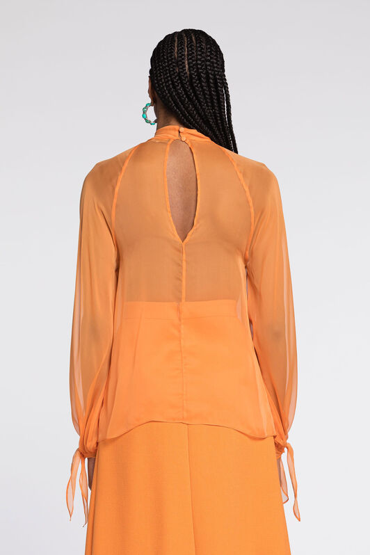 RC Blouse en soie semi-transparente Orange RKT700-XV005