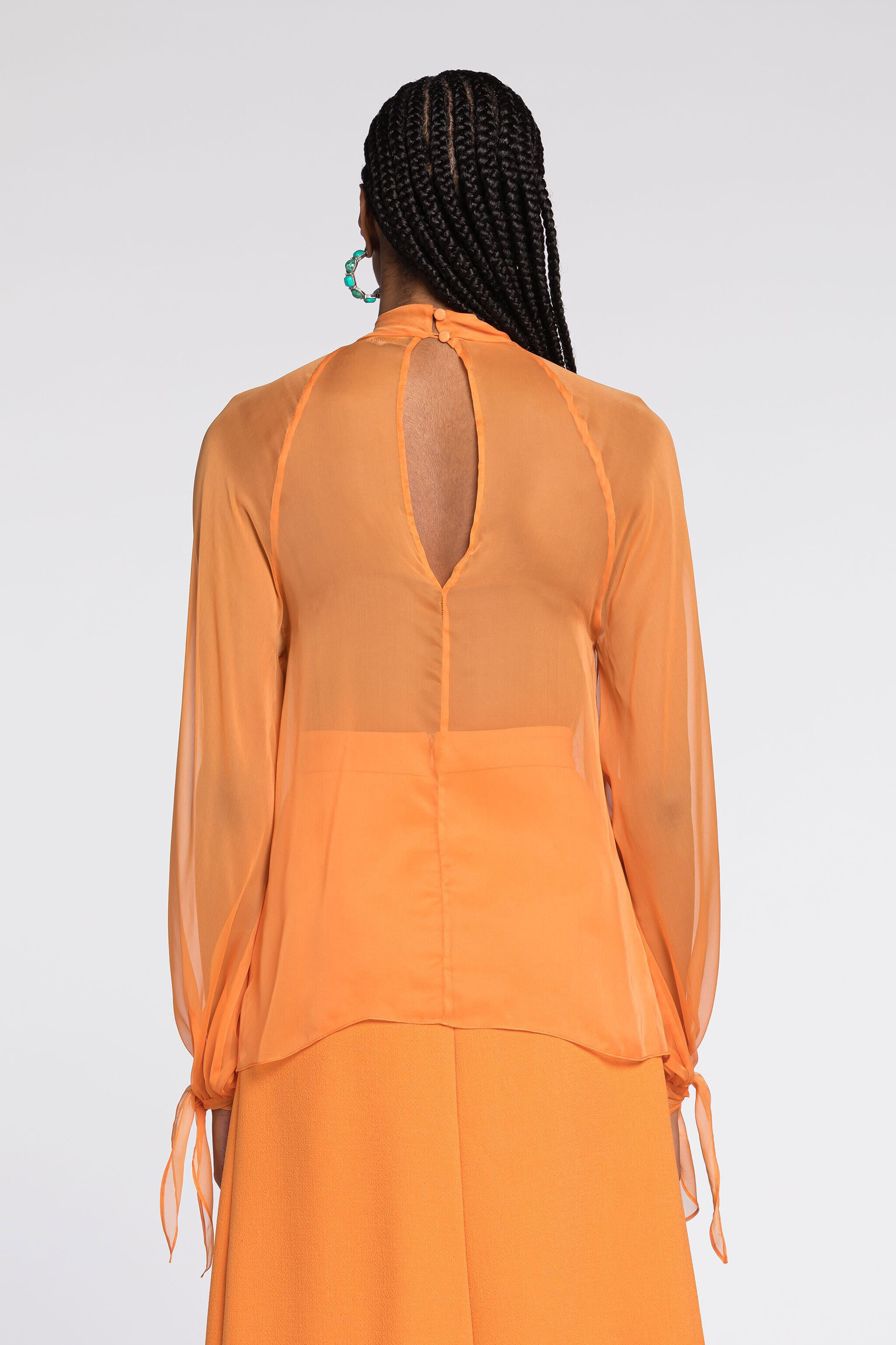 RC Blouse en soie semi-transparente Orange RKT700-XV005
