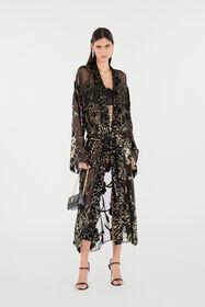 RC See-Through Robe With Floral Pattern RC See-Through Robe With Floral Pattern Black VQT502-FC006