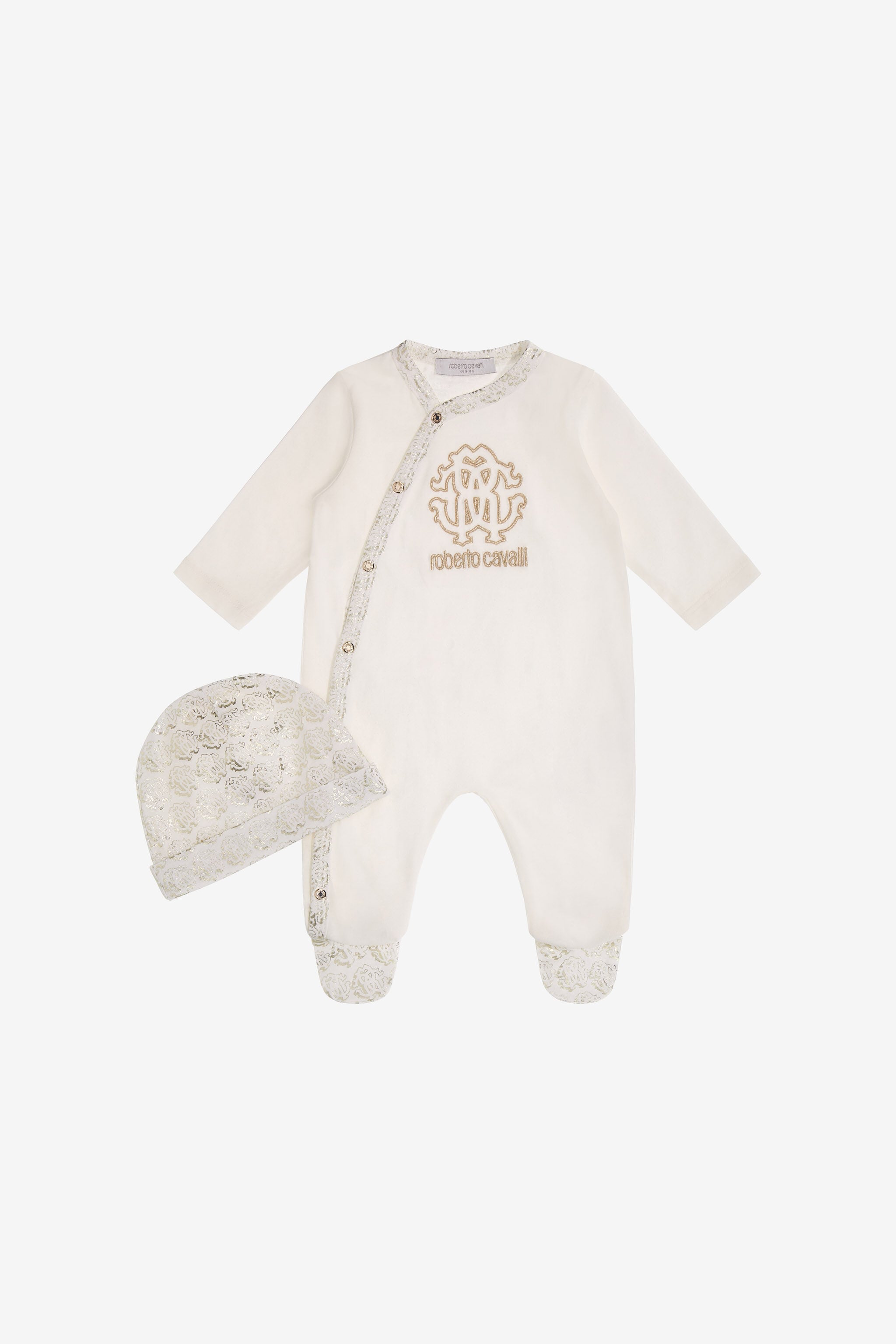 JU RC Monogram embroidery babygrow set JU RC Monogram embroidery babygrow set Gold SJT841-JD001