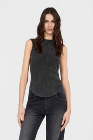 JC Geripptes Top in Schwarz mit C-Logo BLACK UFT127-UF181