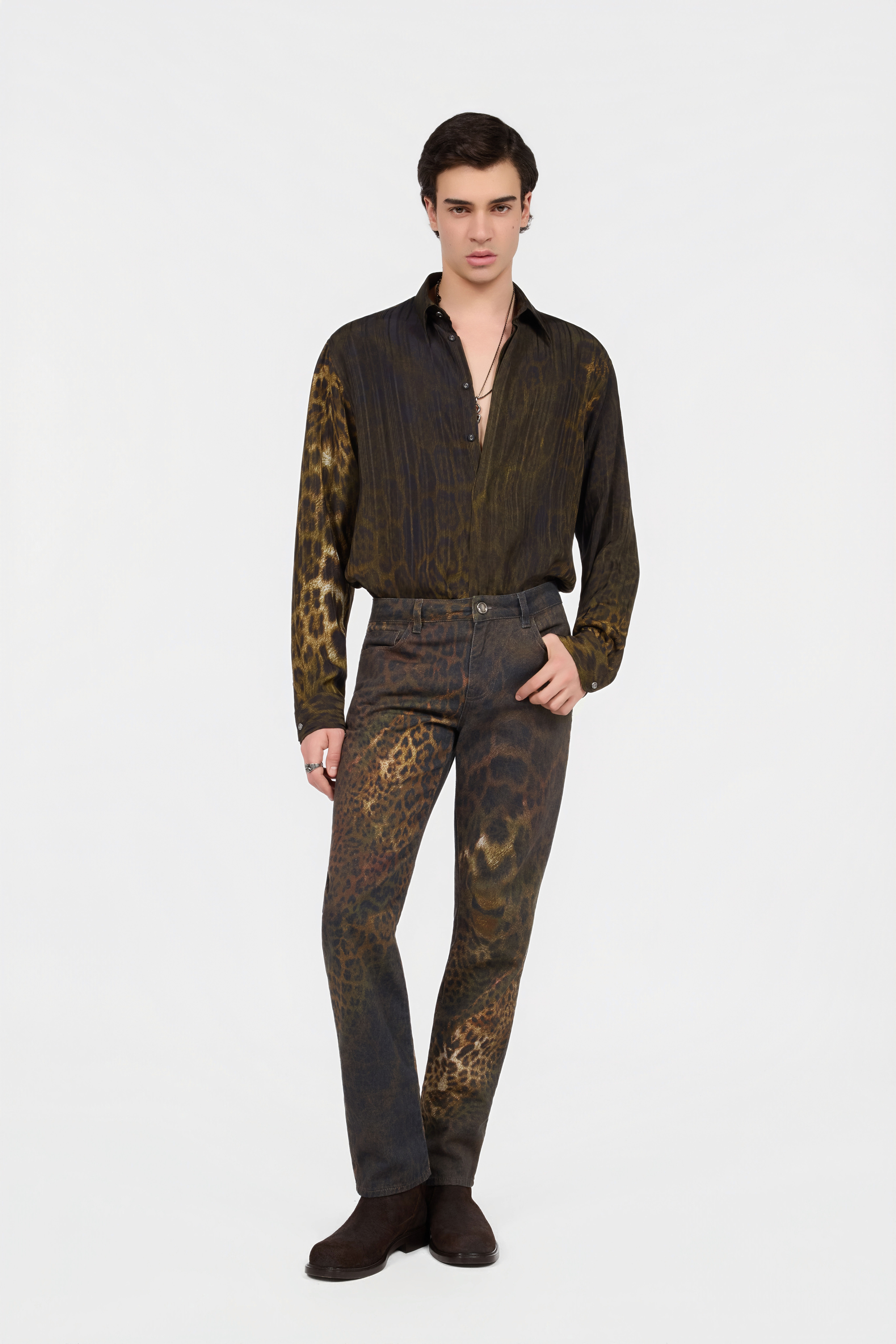 RC Cotton denim trousers with Jaguar print RC Cotton denim trousers with Jaguar print DARK GREEN/BLACK XNJ201-EAI31