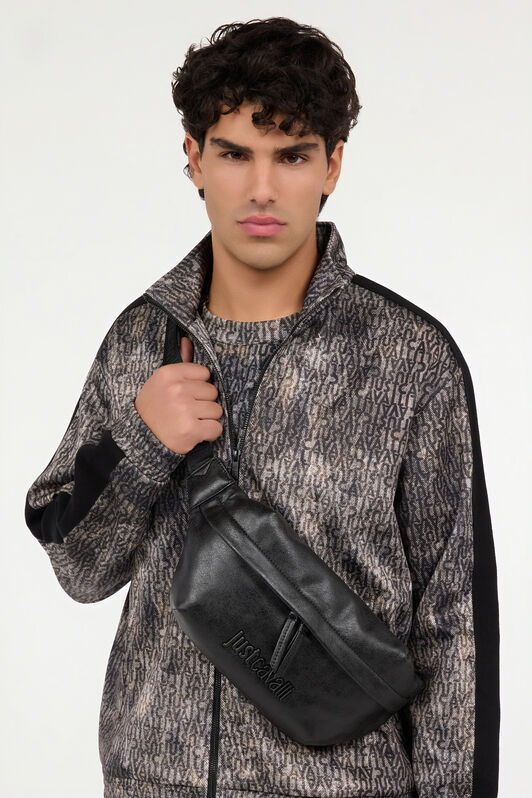 JC Hammered Effect Belt Bag With Logo JC Hammered Effect Belt Bag With Logo BLACK VFB002-VF534