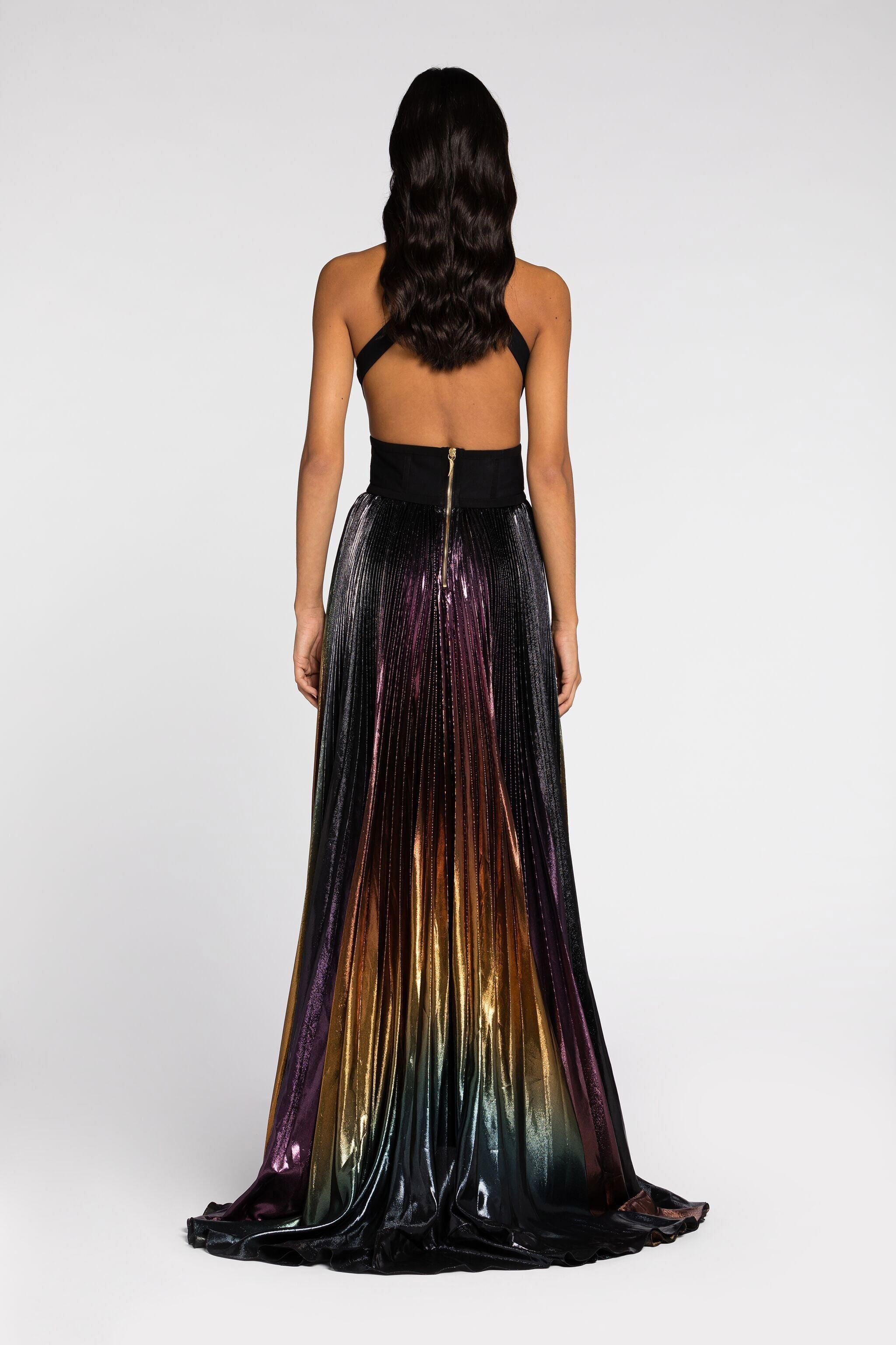 RC Metallisches plissiertes Maxikleid RC Metallisches plissiertes Maxikleid MULTICOLOR PQT100-RJ026