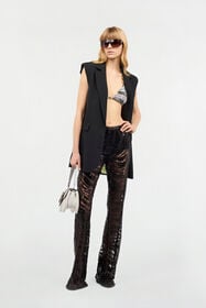 JC Pantalon Évasé Avec Motif Zebra Et Paillettes Noir UFT083-UF122