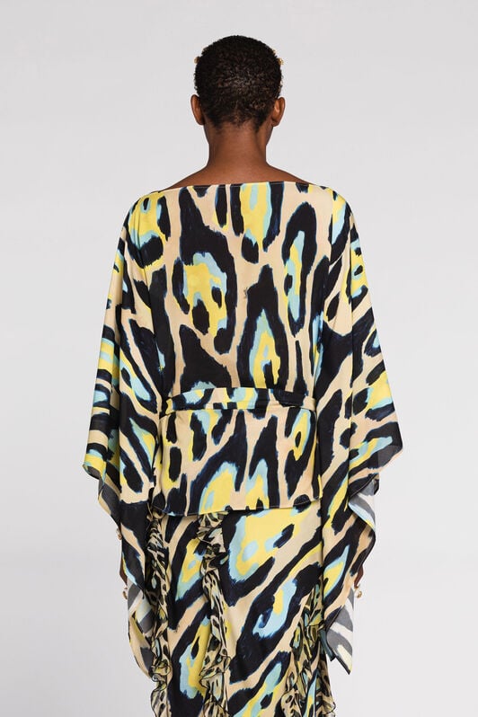 RC Animal-print draped blouse RC Animal-print draped blouse Yellow QKT725-FVF54