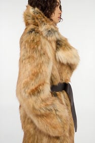 RC Brown faux fur coat MARRONE VKT505-FT028