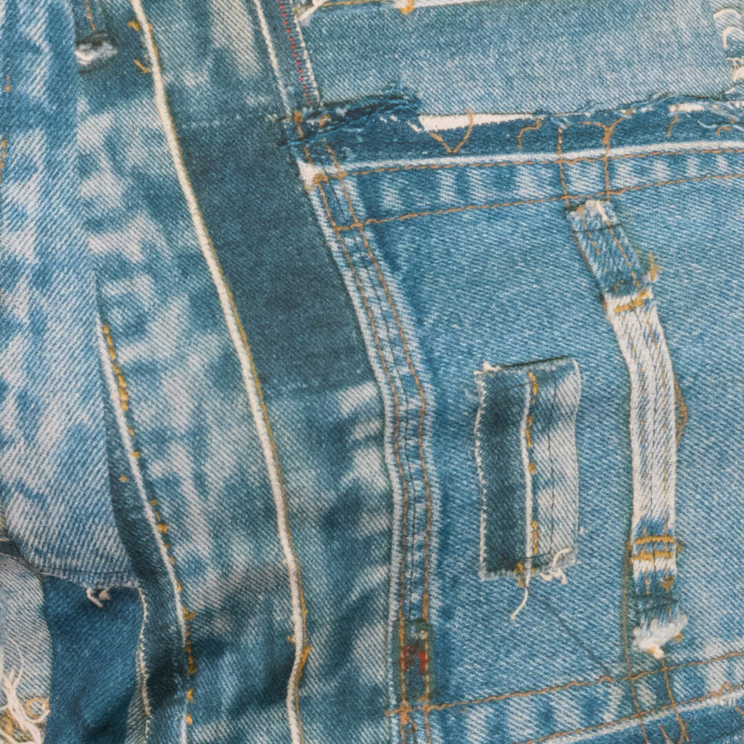 RC T-shirt Imprimé Denim Patchwork Bleu UWT606-SVR95