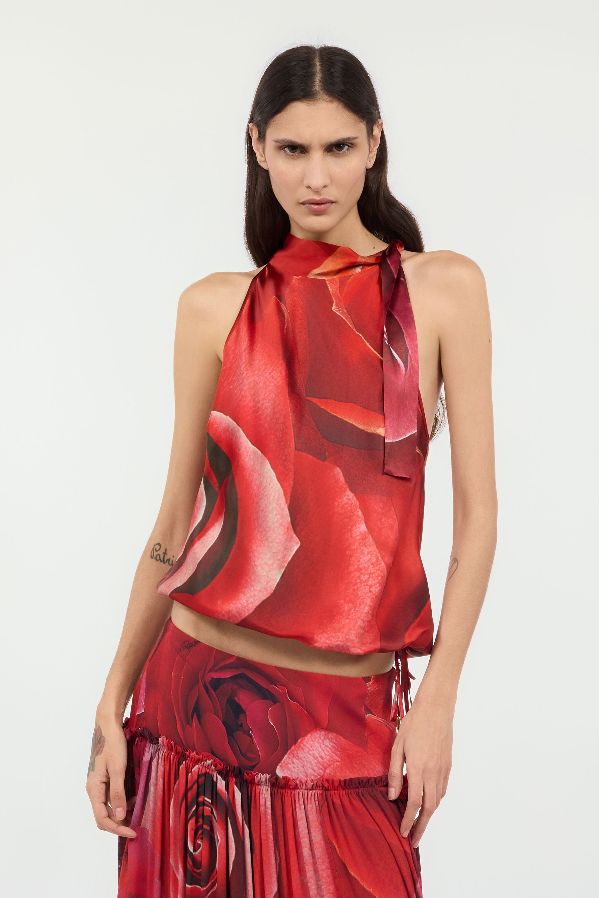 RC Silk Garden Rose-Print Top RC Silk Garden Rose-Print Top Red UKT600-RYN48