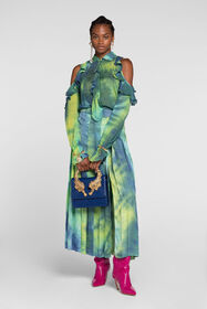 RC Gonna lunga tie-dye plissettata Verde chiaro/Azzurro QKT338-RK007