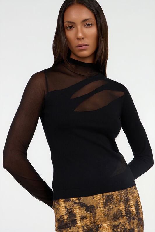 JC Black Sweater with Two-Tone Pattern JC Black Sweater with Two-Tone Pattern BLACK VFM041-VF297