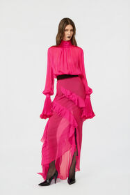 RC Abito In Chiffon Di Seta Rosa FUCHSIA XWT148-CC011