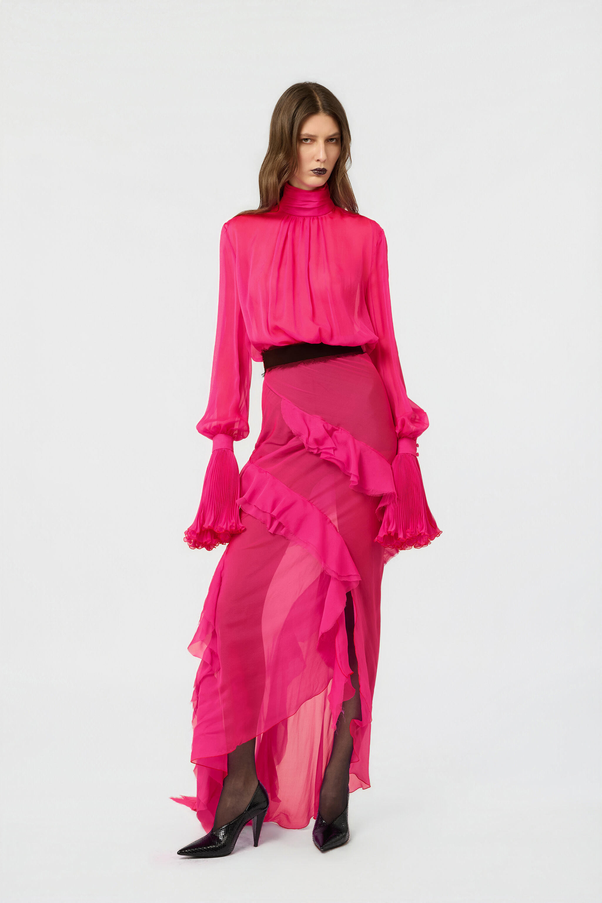RC Abito In Chiffon Di Seta Rosa RC Abito In Chiffon Di Seta Rosa FUCHSIA XWT148-CC011