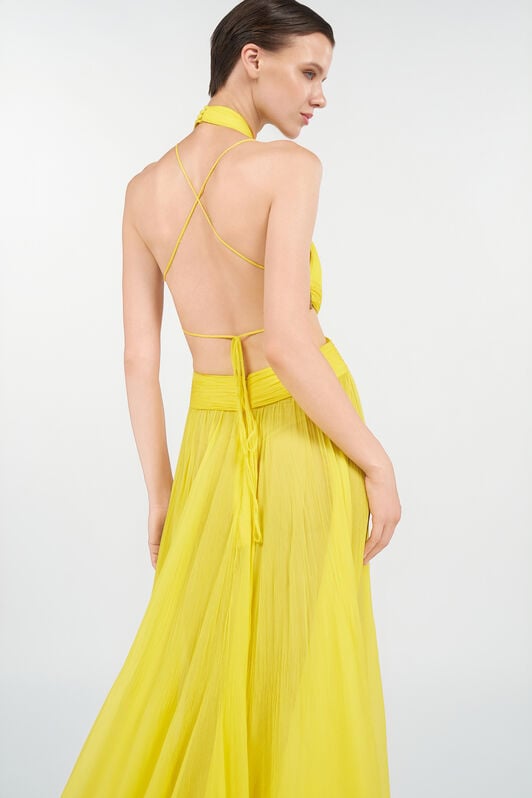 RC Gelbes Maxikleid aus Seide mit Cut-Outs RC Gelbes Maxikleid aus Seide mit Cut-Outs YELLOW WQT129-CQ002