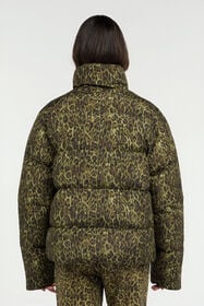 JC Leopard Jacquard Print Reversible Puffer Jacket VERDE 185 VFT312-VF462