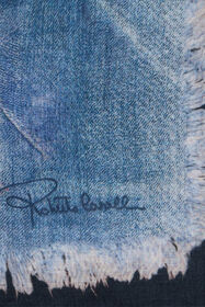 RC Cotton Scarf with Denim Patchwork Print DARK BLUE WQI007-1LR71