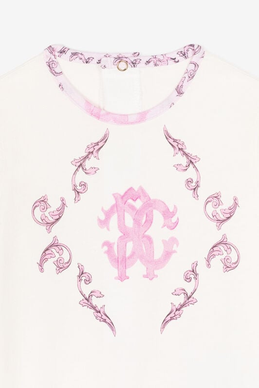 JU Ensemble grenouillère à imprimé RC Monogram JU Ensemble grenouillère à imprimé RC Monogram Rose RJT853-JD001