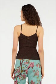 RC Crochet-Effect Top with Straps CHOCOLATE VKM613-MAC01