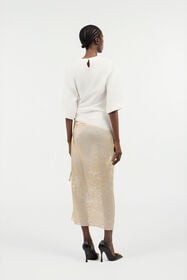 RC Abstract Print on Silk Viscose Devore Dress Ivory UWT120-LG018