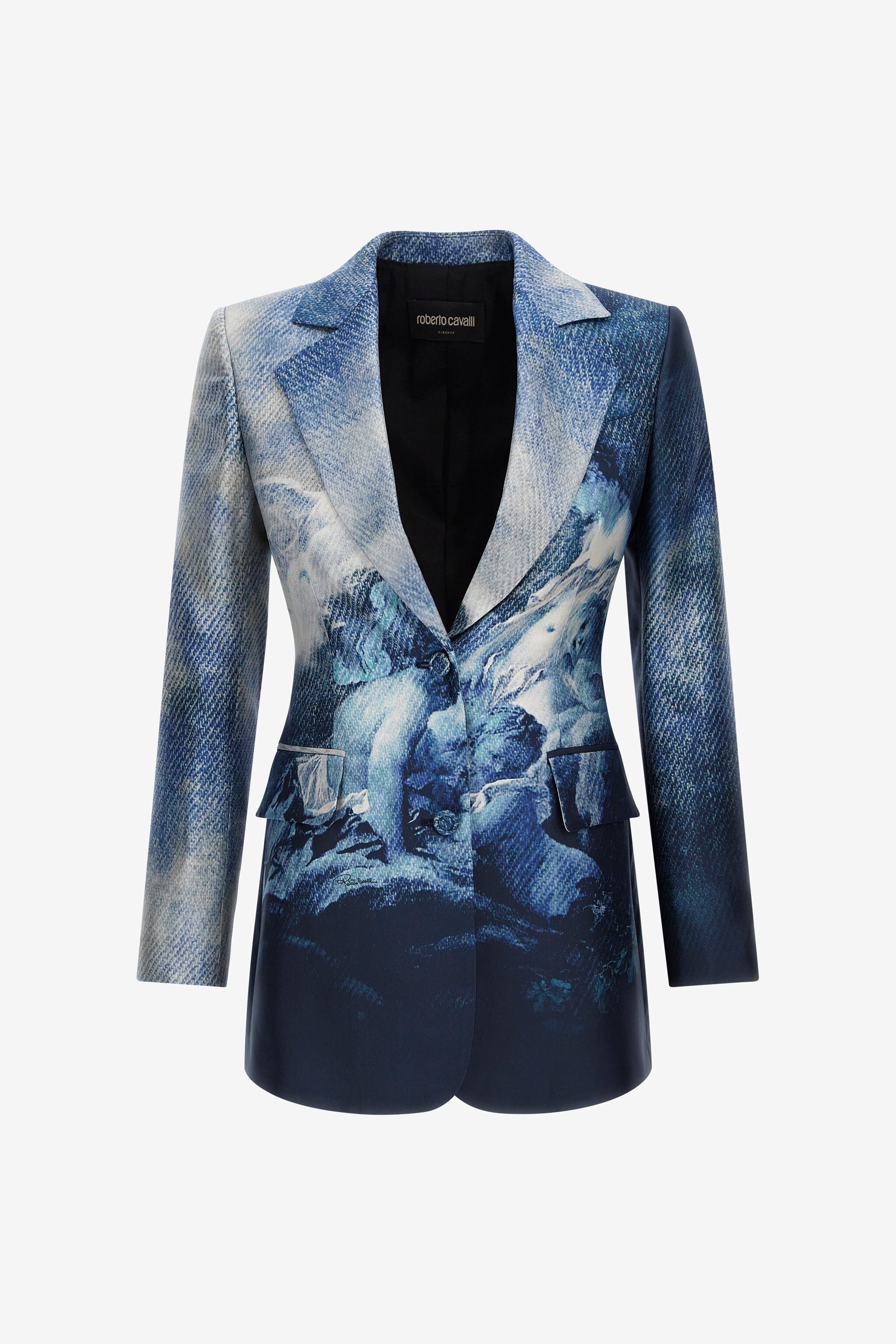 RC Single-breasted blazer with Denim Wild Leda print Dark blue RWT405-4QI16