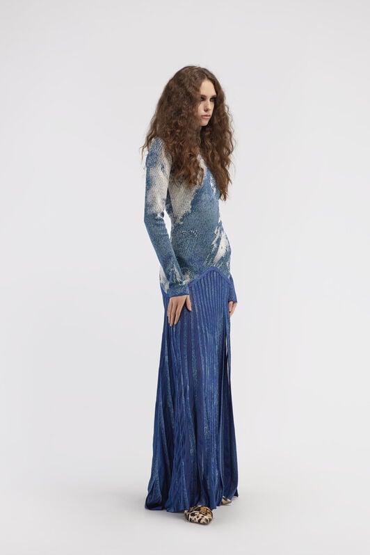 RC Long knit dress with washed-out effect RC Long knit dress with washed-out effect Blue RWM155-MA007